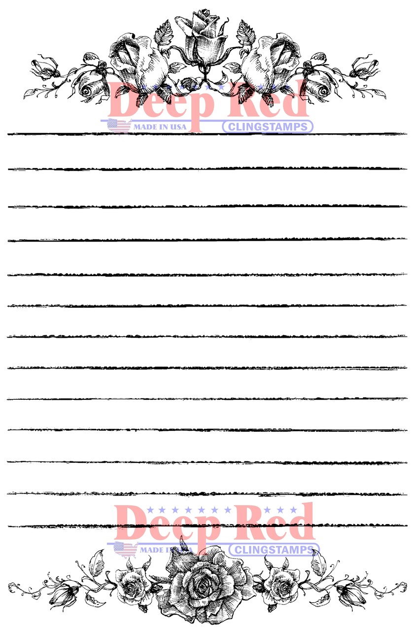 Deep Red Stamps Rose Journal Notes Rubber Cling Stamp 3.8 x 5.8 inches
